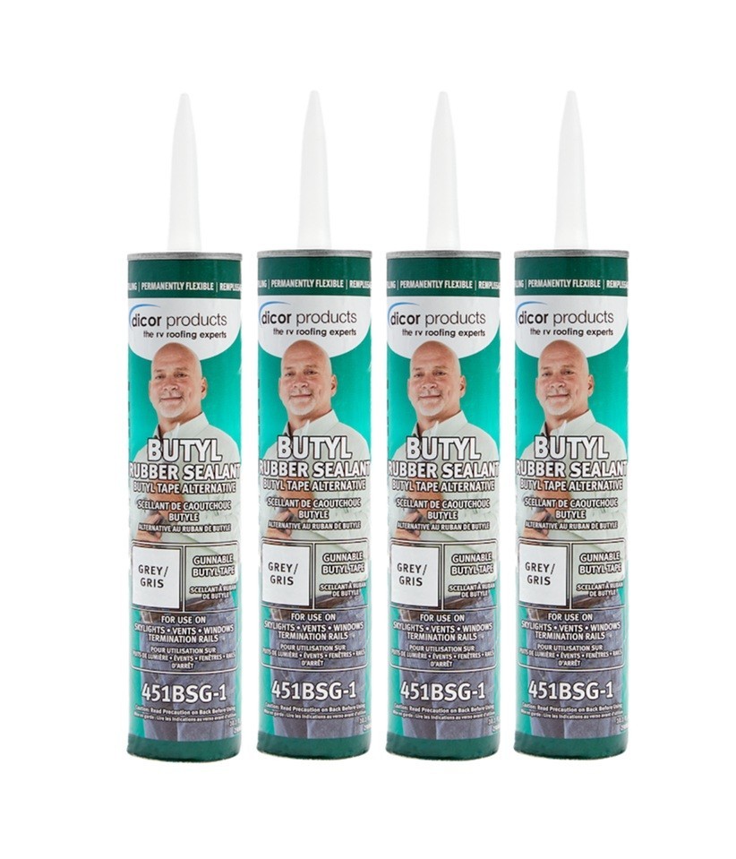 Dicor 451BSG-1 Gunnable Butyl Rubber Sealant 1.2 lbs Grey Mess-Free – Pack of 4