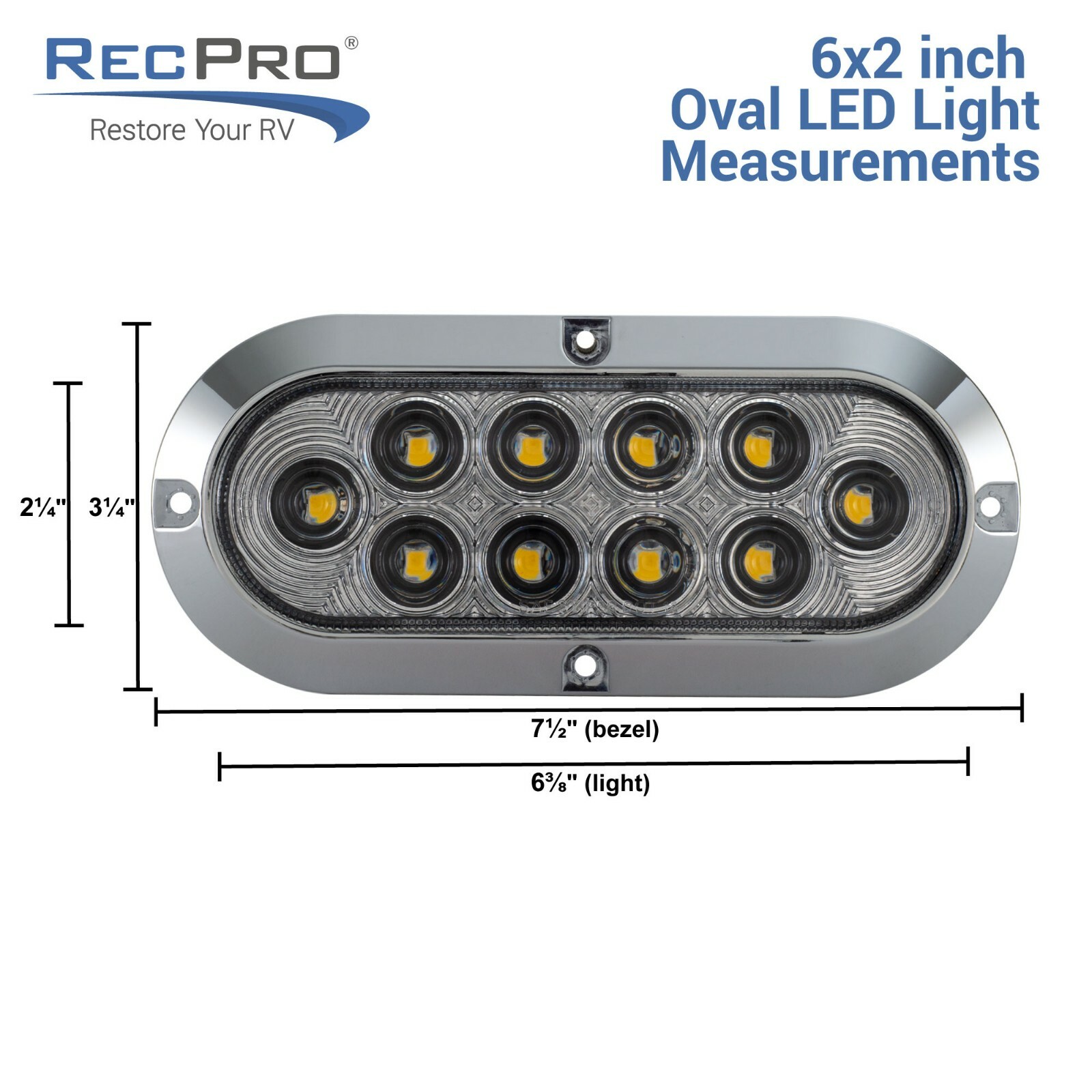 RecPro 6in Red Oval LED Stop Tail Turn Light Surface Mount Black (4 Pack)