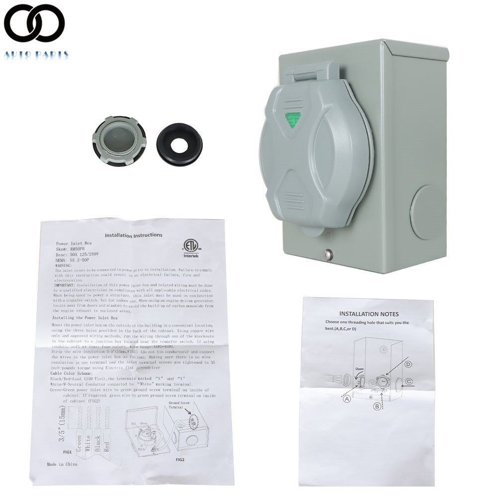 Generator Cord Generator Power Inlet Box 50 Amp 3 Prong NEMA SS2-50P 125/250V