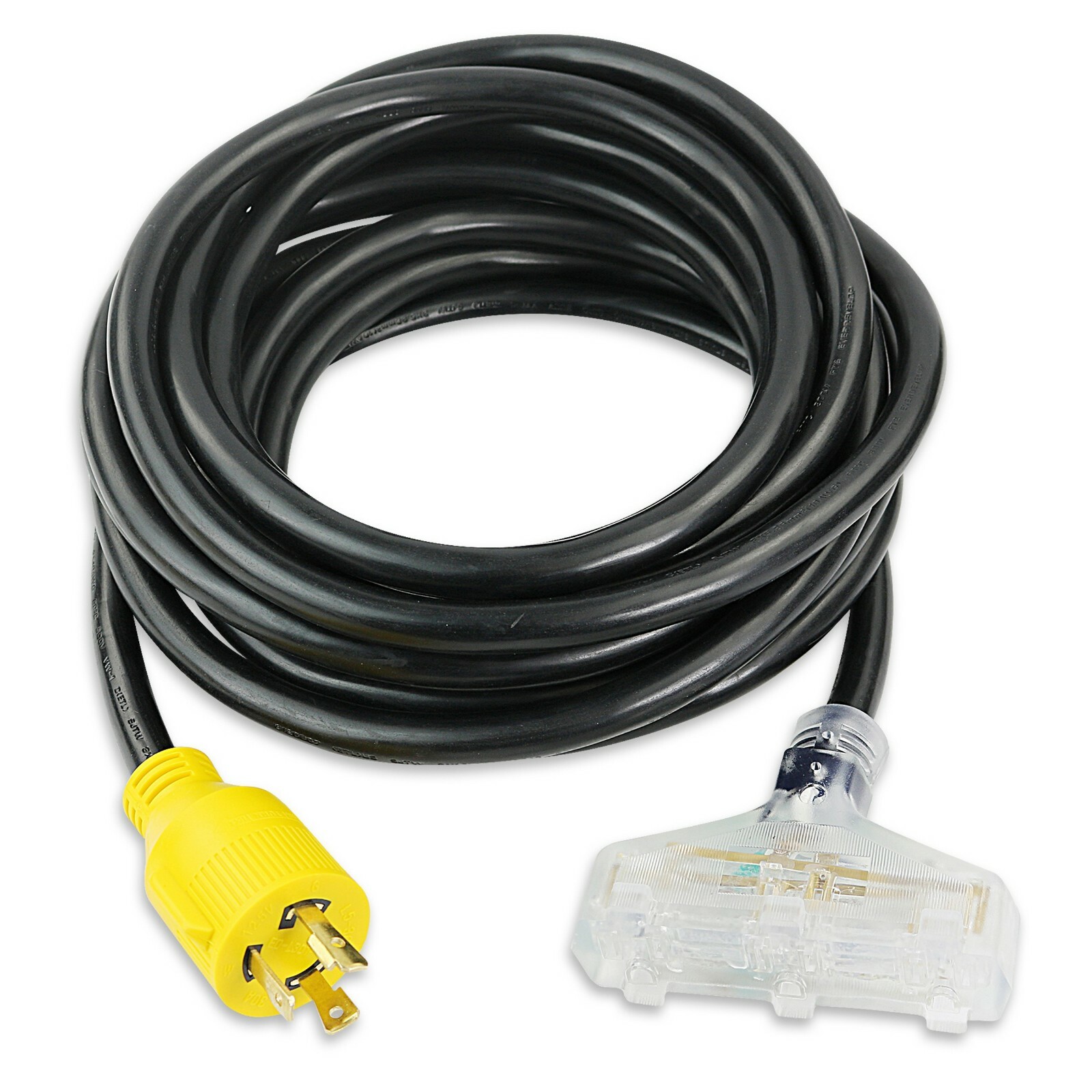 Generator Adapter Cord 25’ 3 Prong Power Cable 10/4 Tri 15 Amp Adapter Plug