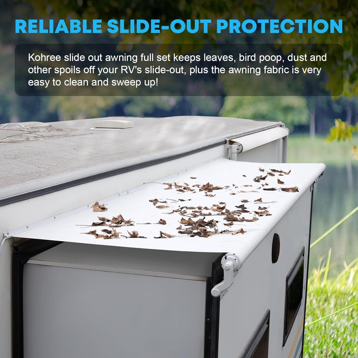 RV Slide Topper Awning Kit – Durable Protection for Travel Trailers, 7’9″ White