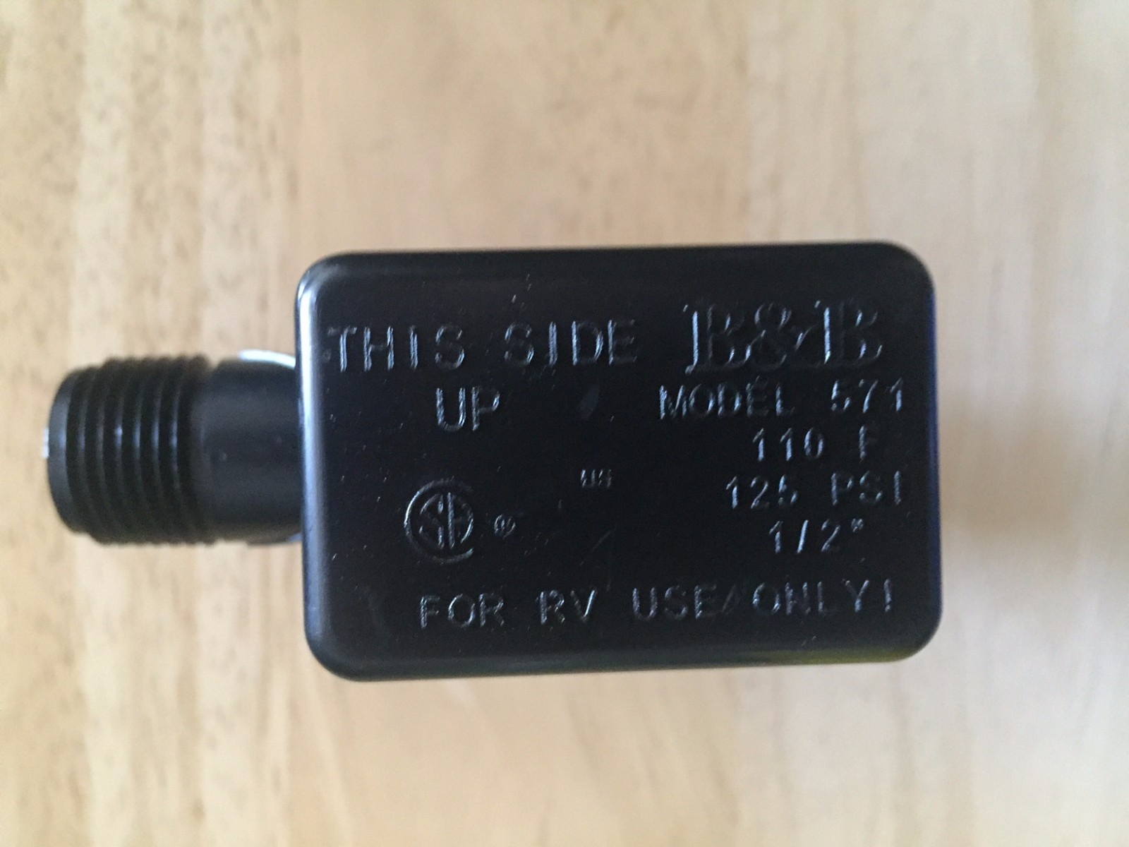 B&B RV 571 VAC-CHK-A-FLUSHER Vacuum Breaker Check Valve Model 125 PSI 1/2″ RV