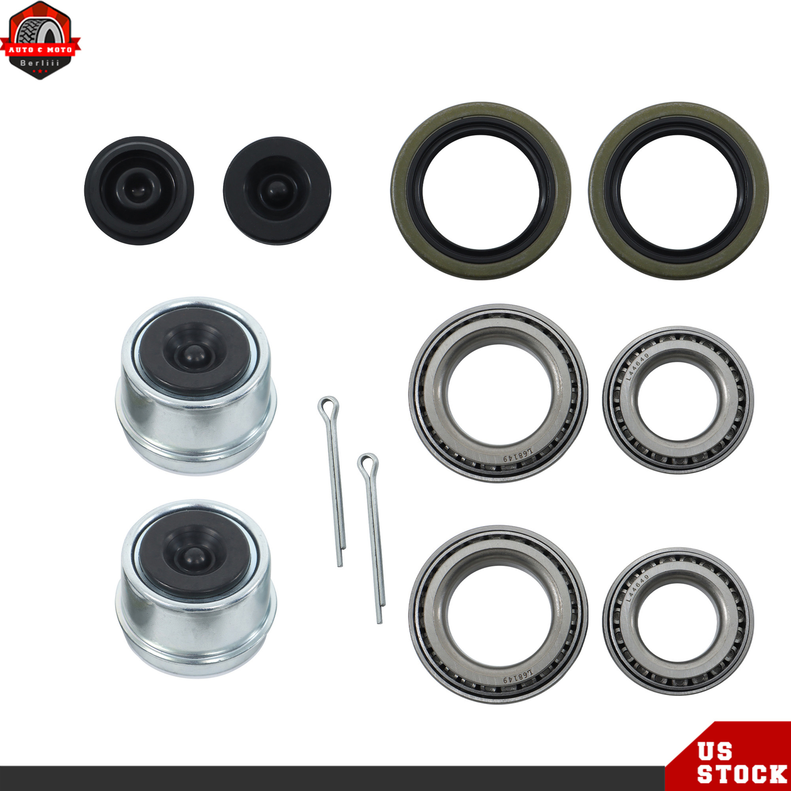 Set of 2 For 1-3/8″ to 1-1/16″ 3500 Lbs Axle Trailer Bearing Kits L44649 L68149
