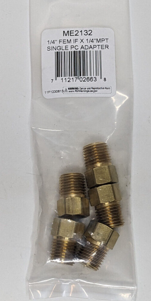 5X AP Products ME2132 RV 1/4″ FEM Inverted Flare x 1/4″ MPT Single PC Adapter