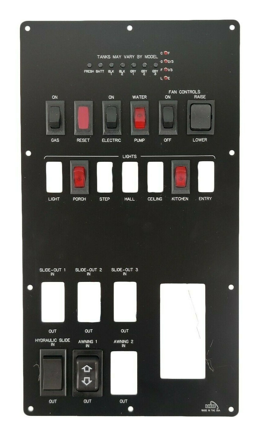 KIB M2129 RV Tank Monitor Slide Out Light Awning Switch Control Panel Camper