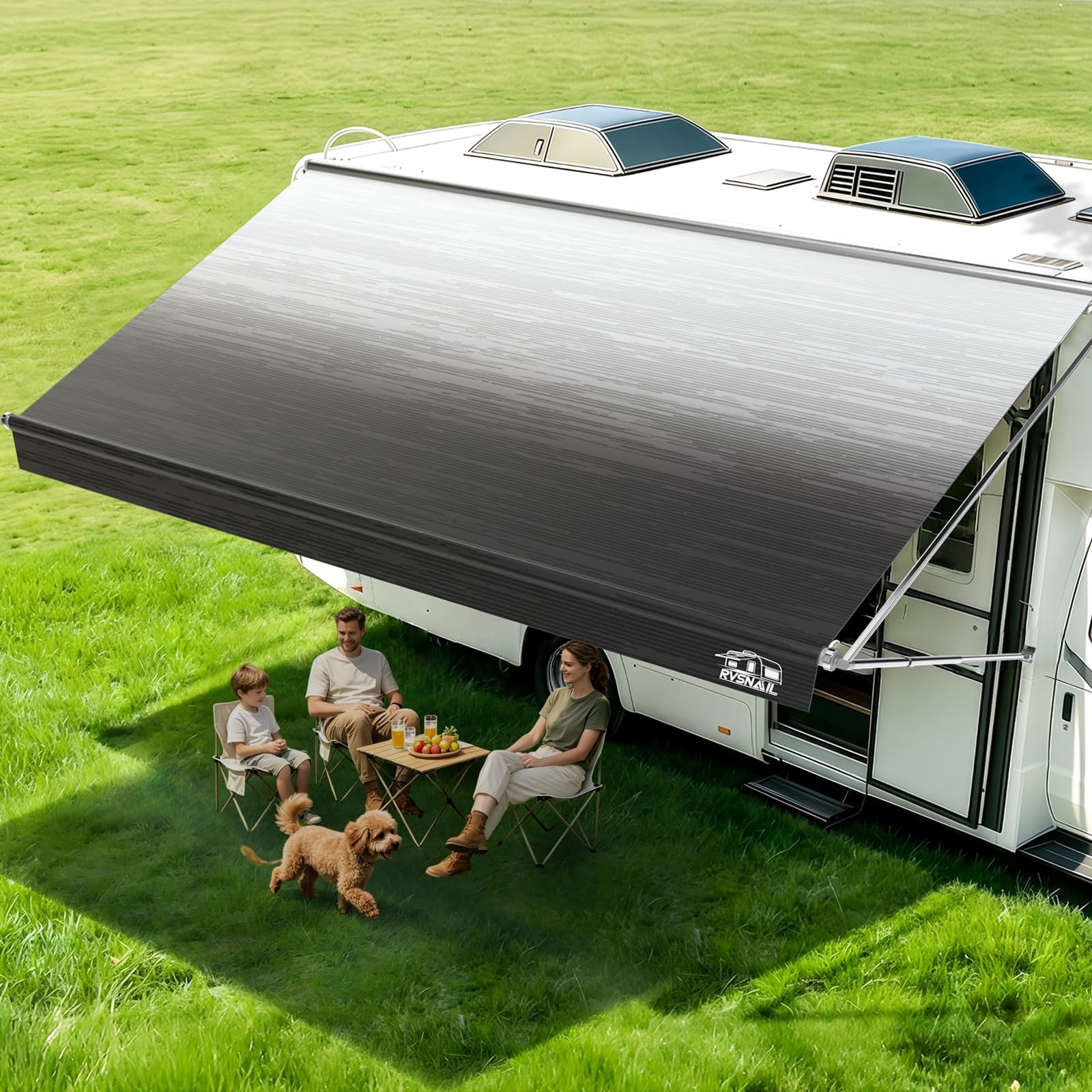 RV Awning Fabric Replacement 23 Heavy Duty Vinyl Waterproof Black Fade RVSNAIL