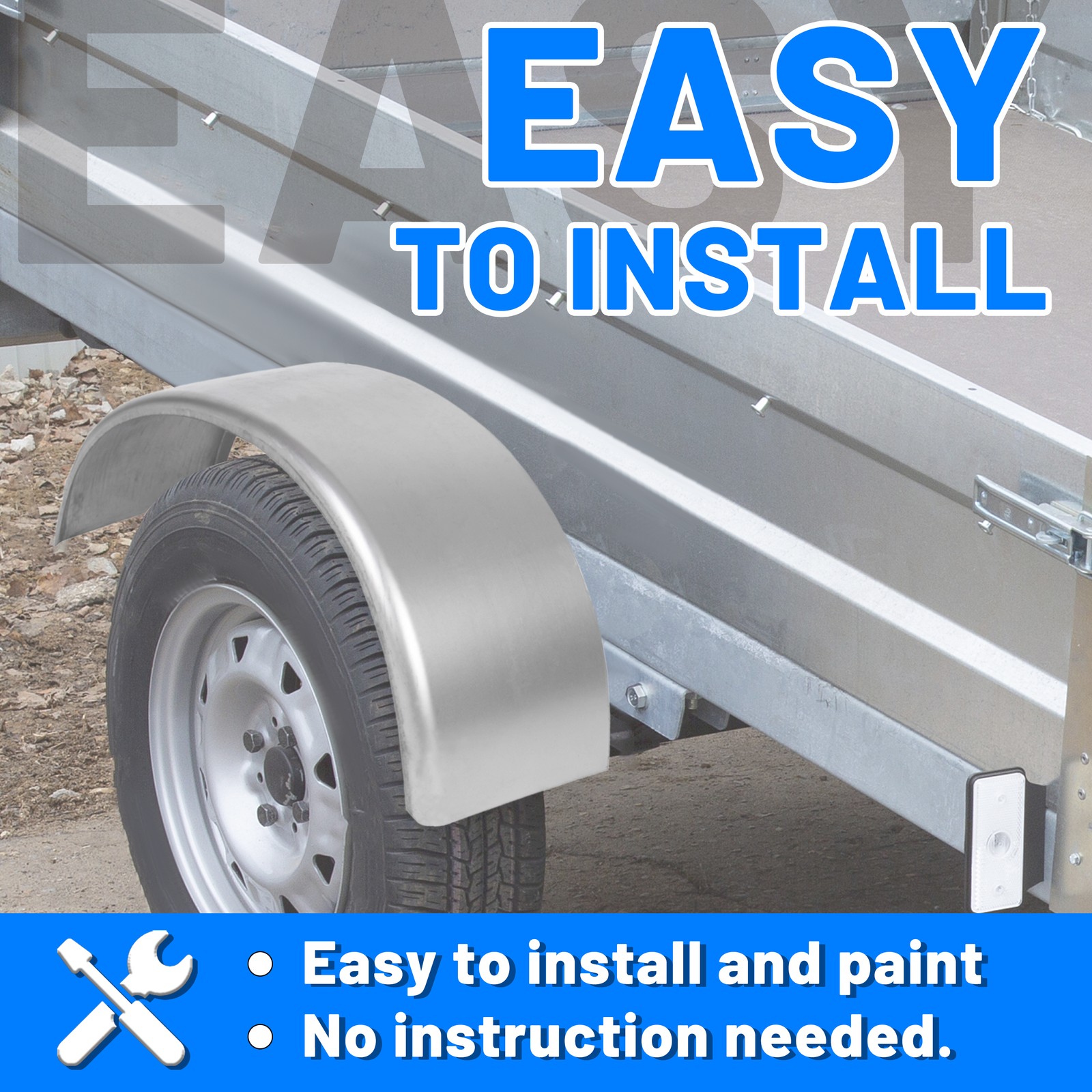 1 Pair of Round Trailer Fenders 14″-16″ wheels & Fender backs 32” x 9” x 15”