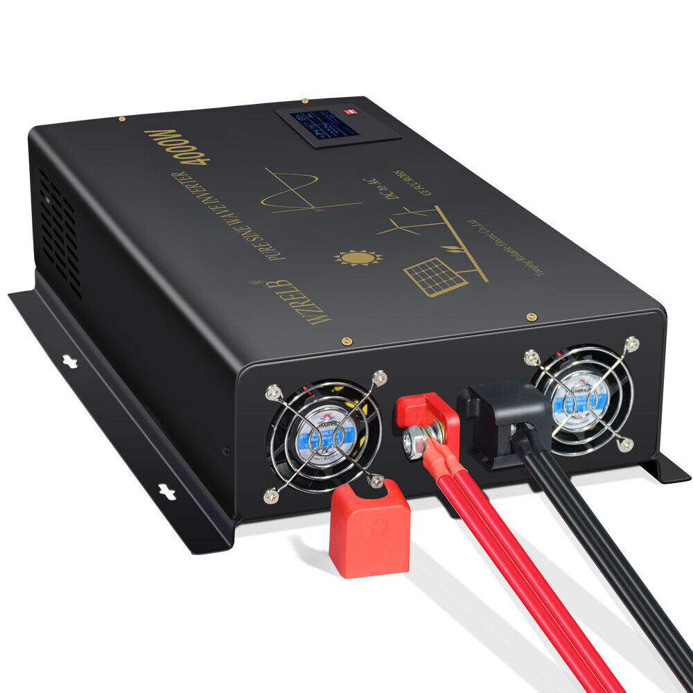 4000W Pure Sine Wave Inverter 24V DC Power Converter Car Truck Solar Home RV LCD