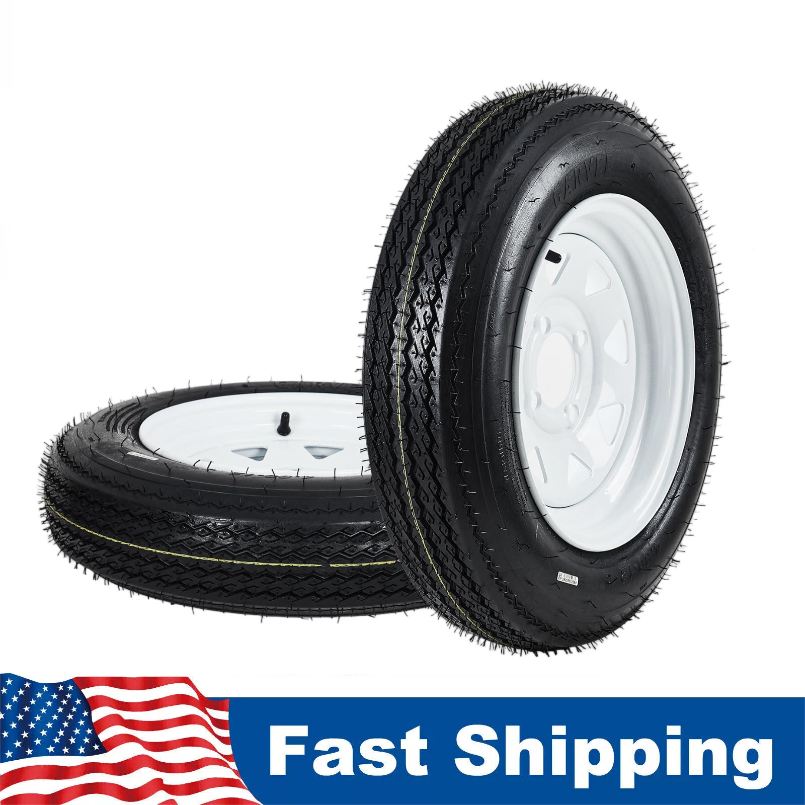 2 Pack 4.80-12 Trailer Tires with 12” Rim 4 Lug on 4” Load Range C 6PR 4.8-12