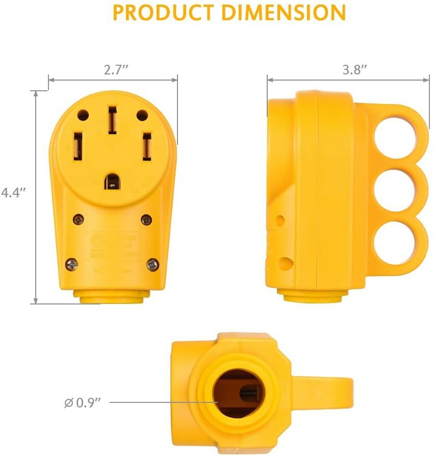 125 250V 50Amp RV Female Replacement Receptacle Plug with Ergonomic Heavy Duty