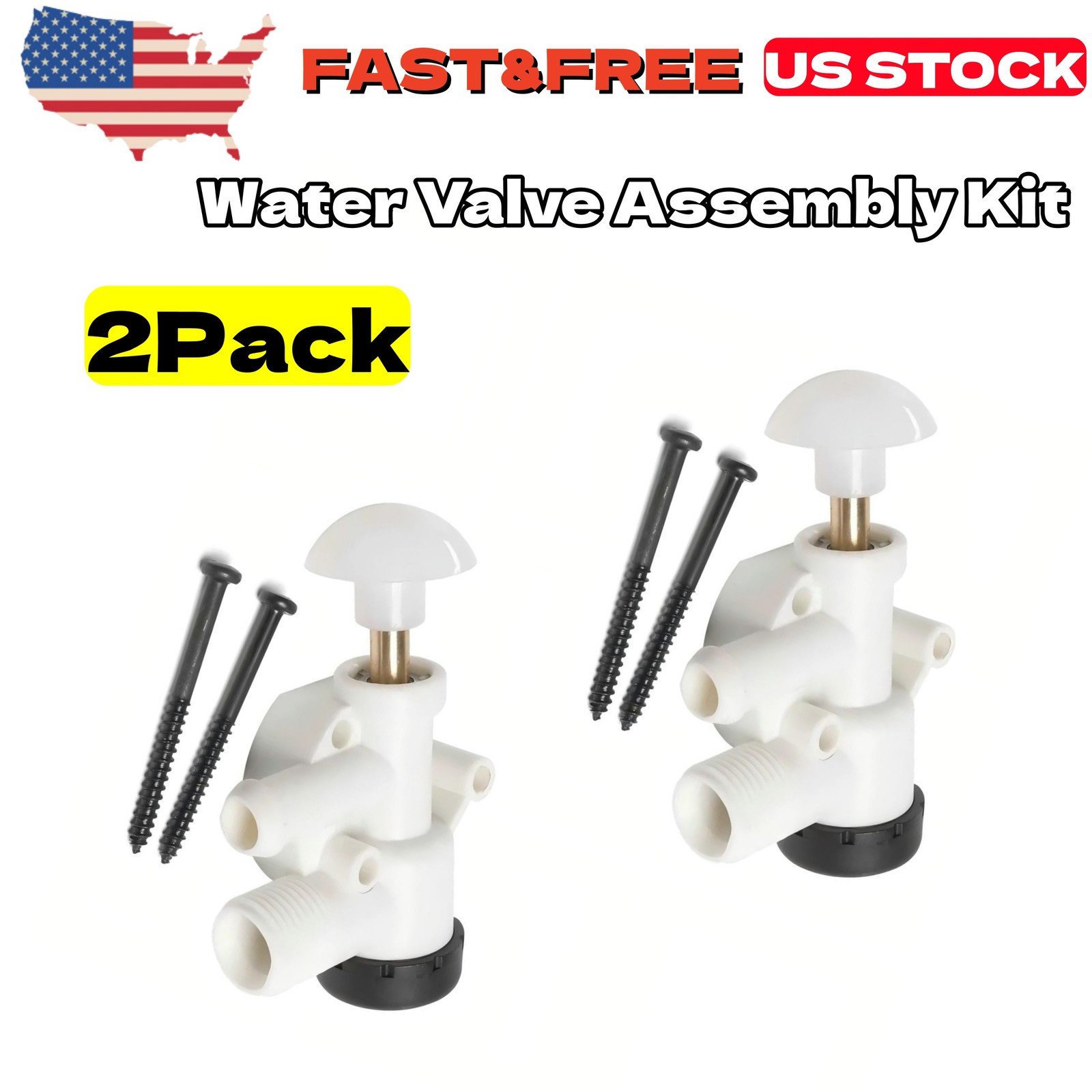 2x New RV Upgraded Toilet Water Valve Assembly For Sealand 385314349 US