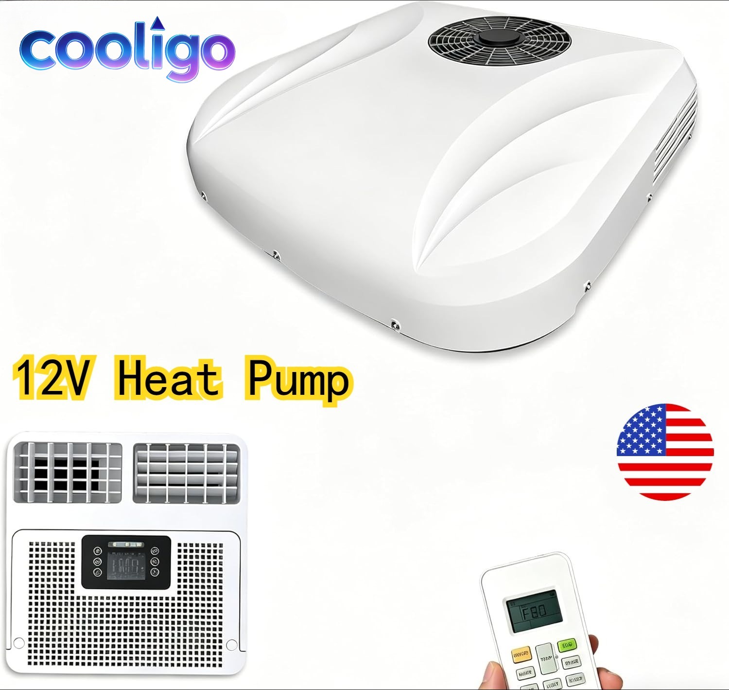 12V 10000BTU Heat Pump Roof Air Conditioner Truck Dual-Function Heat&Cool Unit