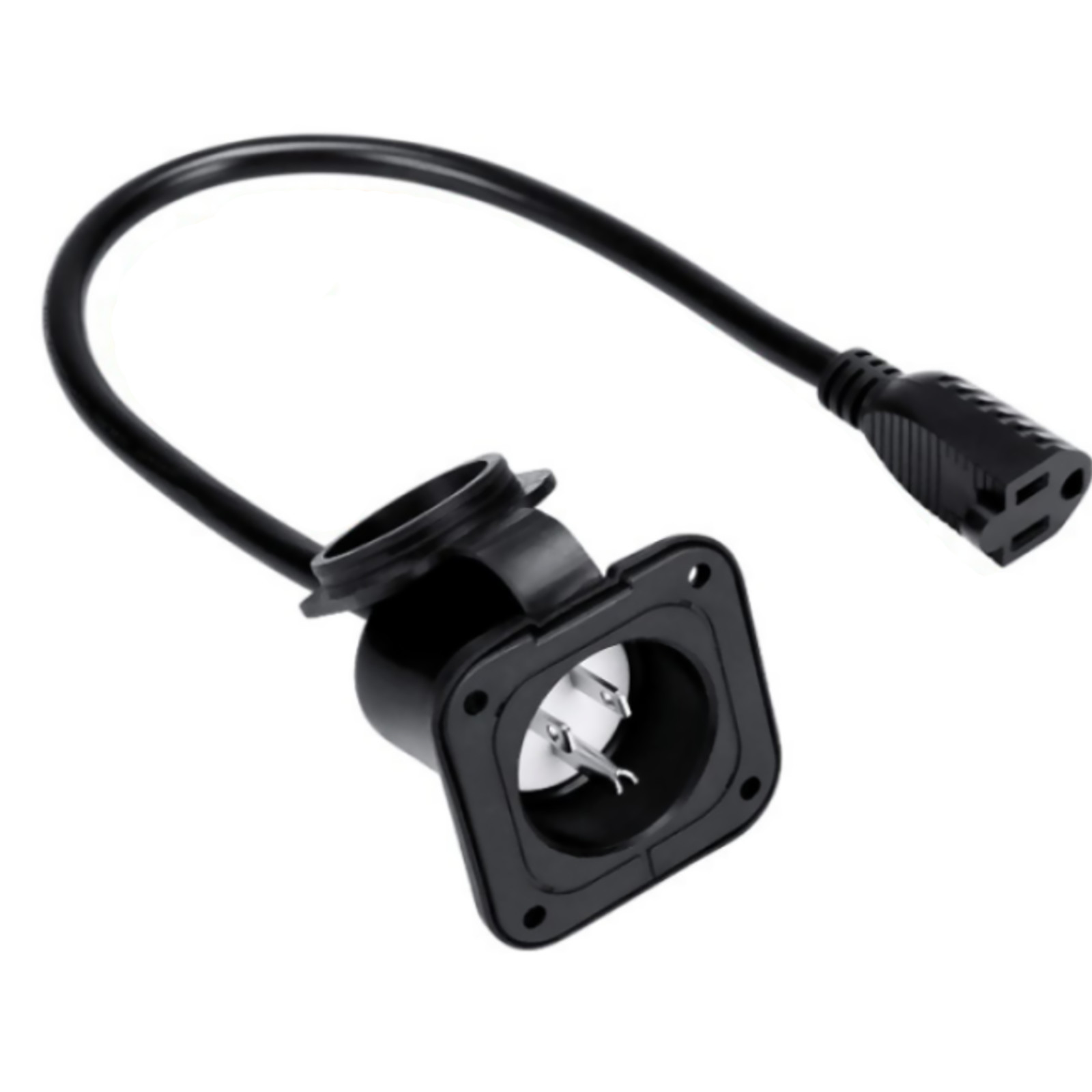 15 Amp 125V AC Power Inlet Port Plug with Extension Cord with Waterproof Cover
