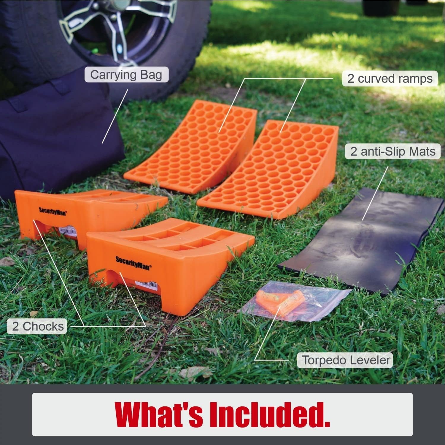 RV Leveling Ramps 2 Pack Kit | Premium anti Slip Camper Leveler | Trailer Wheel