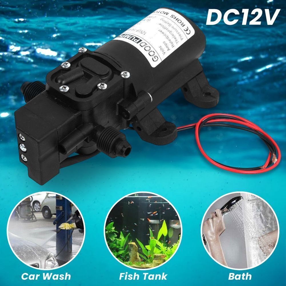 12V High Pressure Water Pump 130PSI Self Priming Diaphragm RV Home Auto Switch