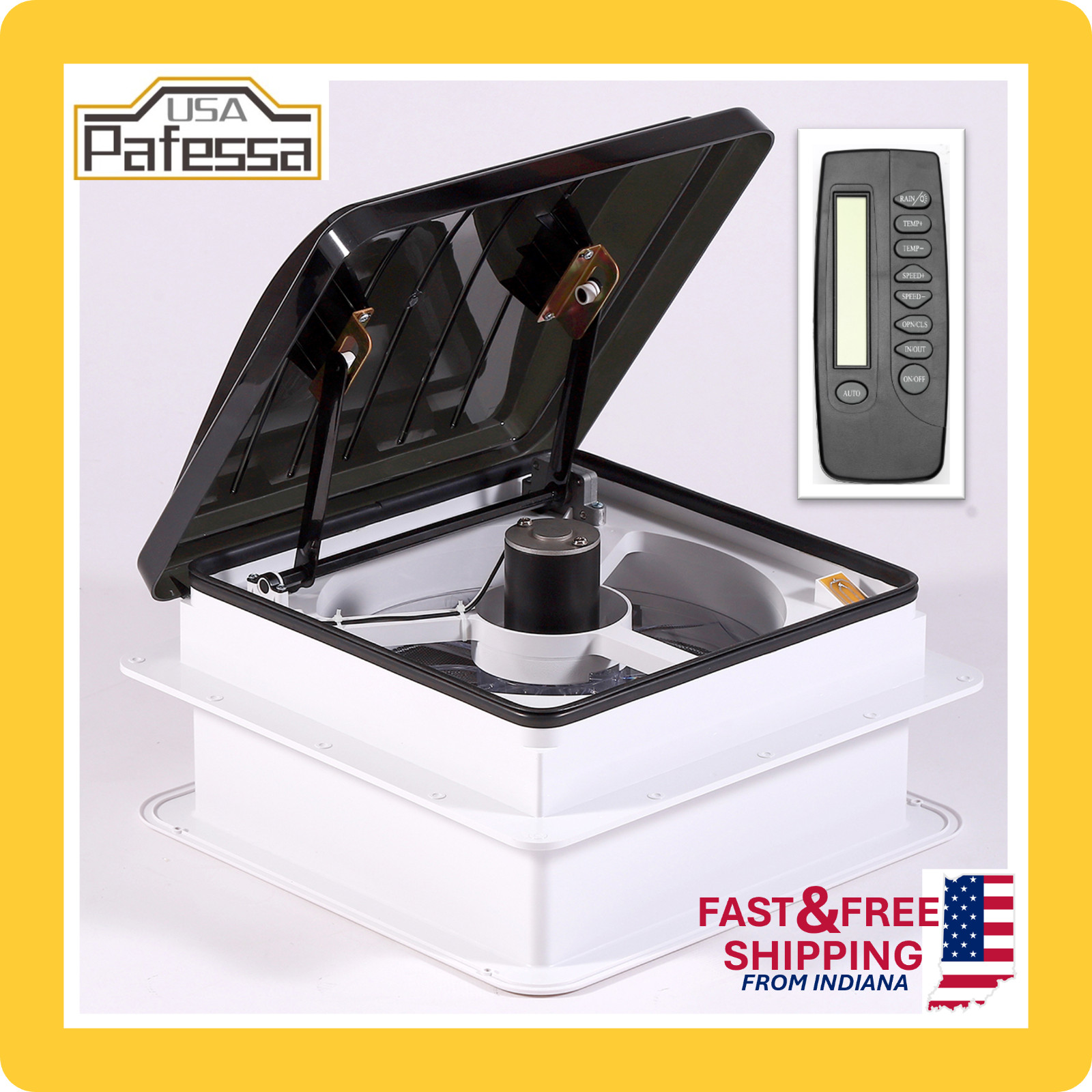 Pafessa USA 14″ RV Roof Vent Fan with Rain & Temperature Systems wRemote Control