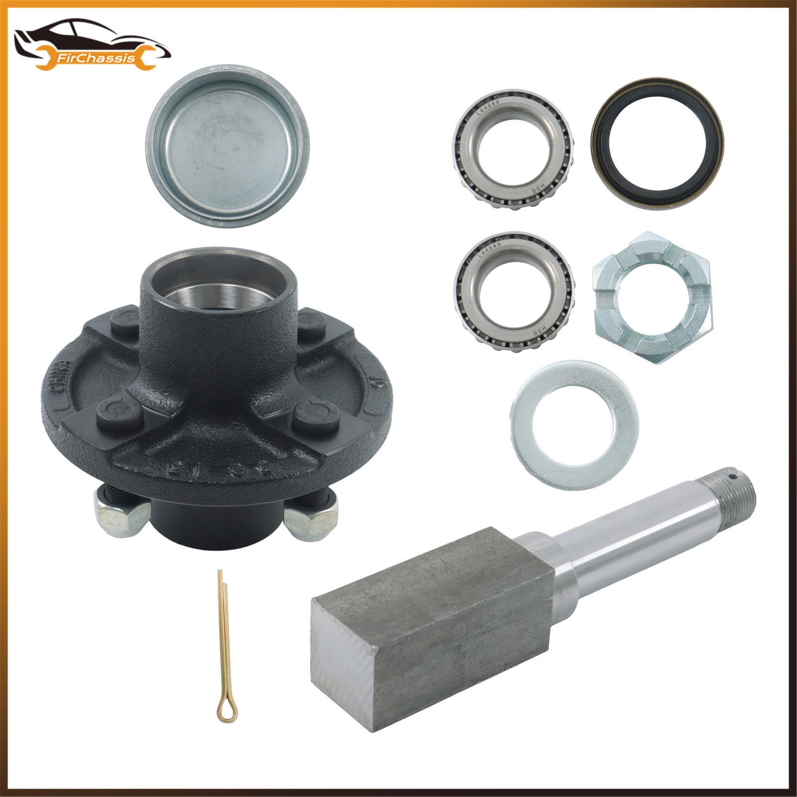 With Trailer Bearing 4 on 4′ Trailer Hub Kit and Square BT16 Spindle