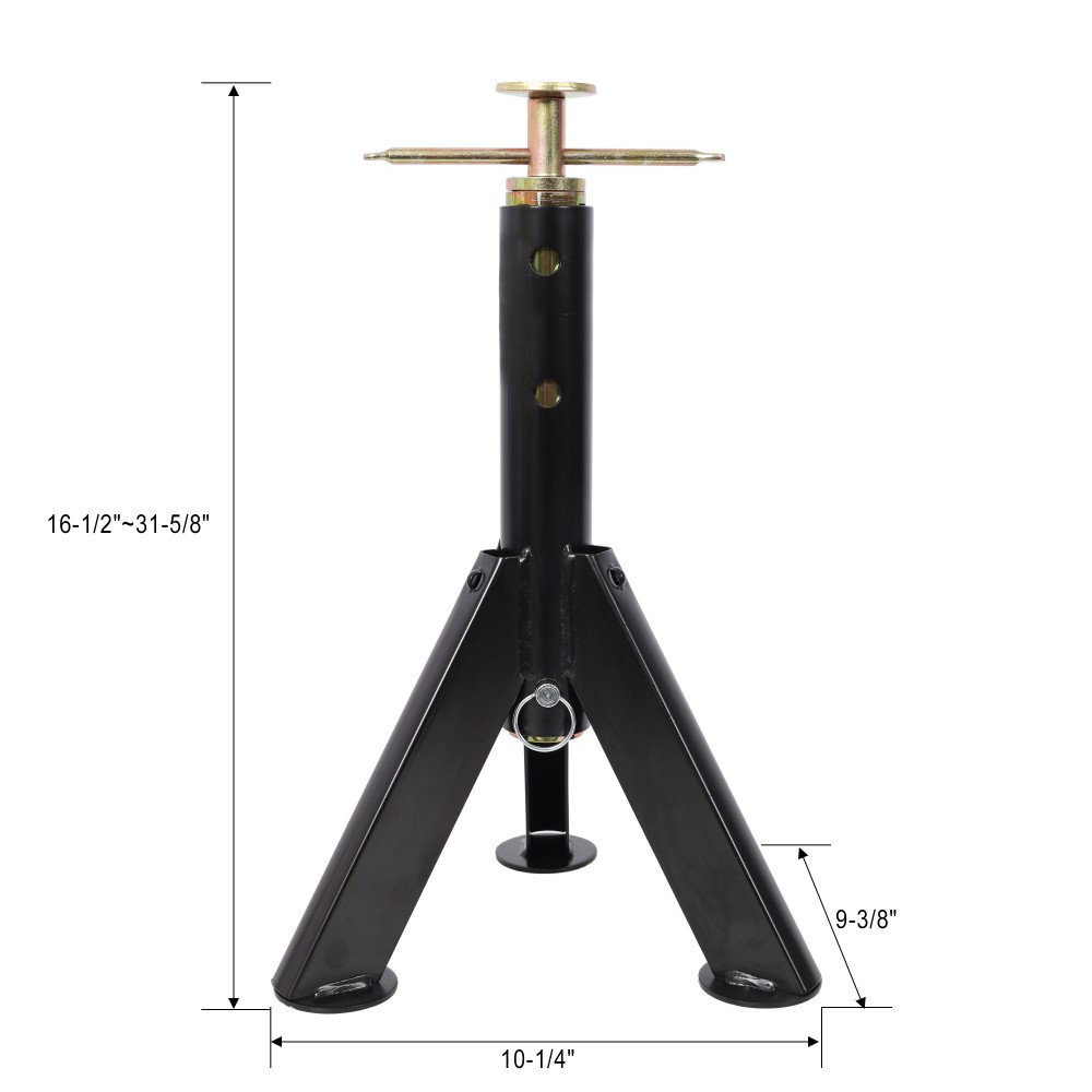 RV Adjustable Jack Stands 2-Pack 16″-30″ 6000lb Black Steel Stabilizer