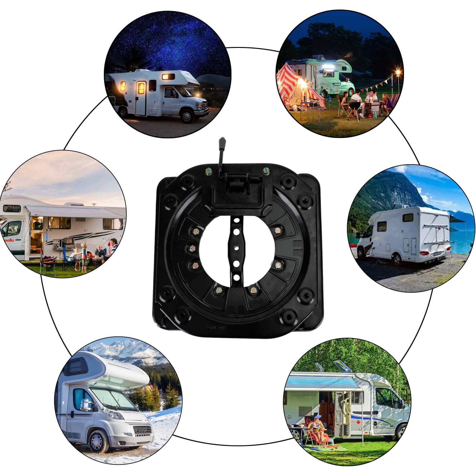 🕗Universal Motorhome Seat Swivel Turntable Campervan Chassis Modification BLACK