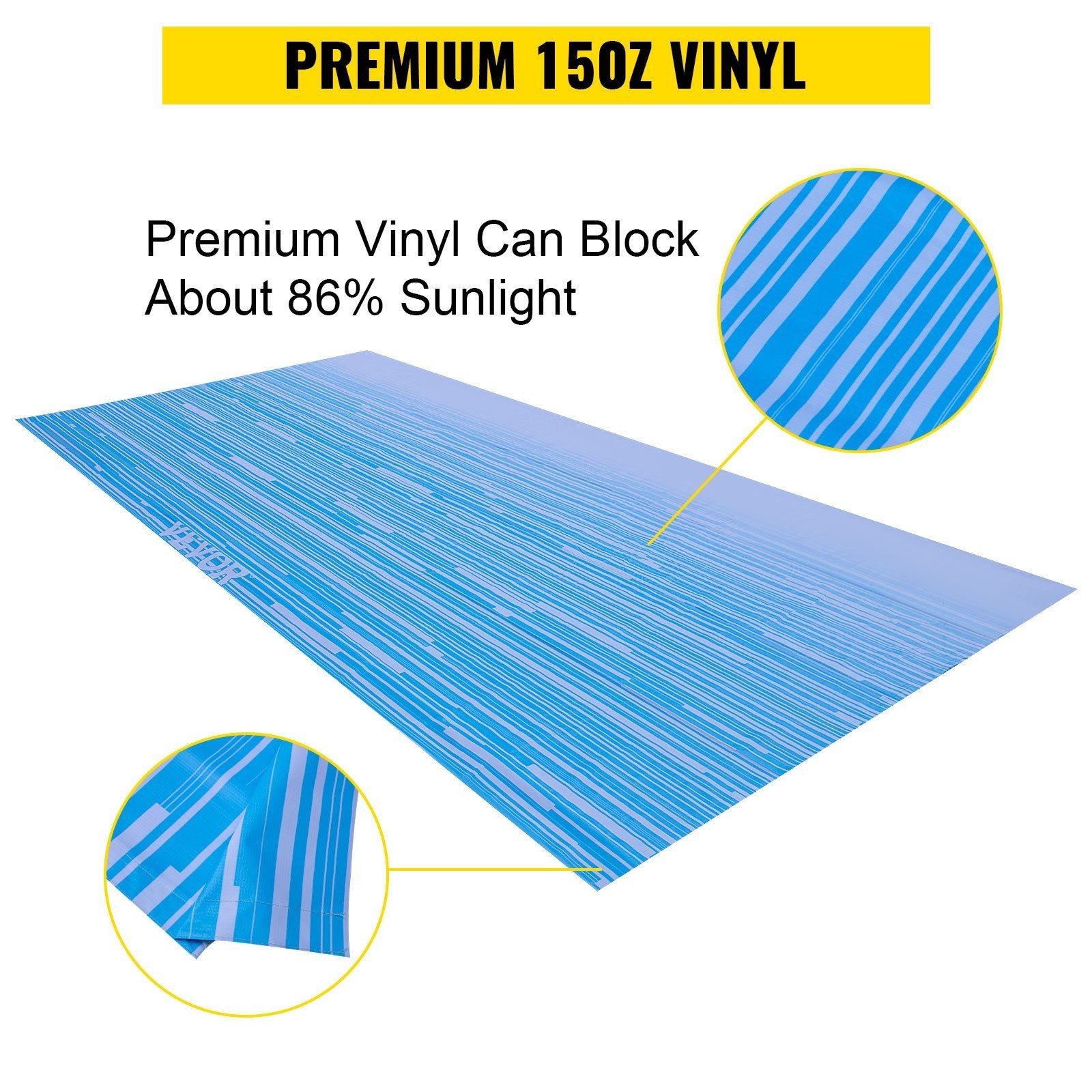 18′ RV Awning Fabric 15oz Vinyl Blue Fade Replacement