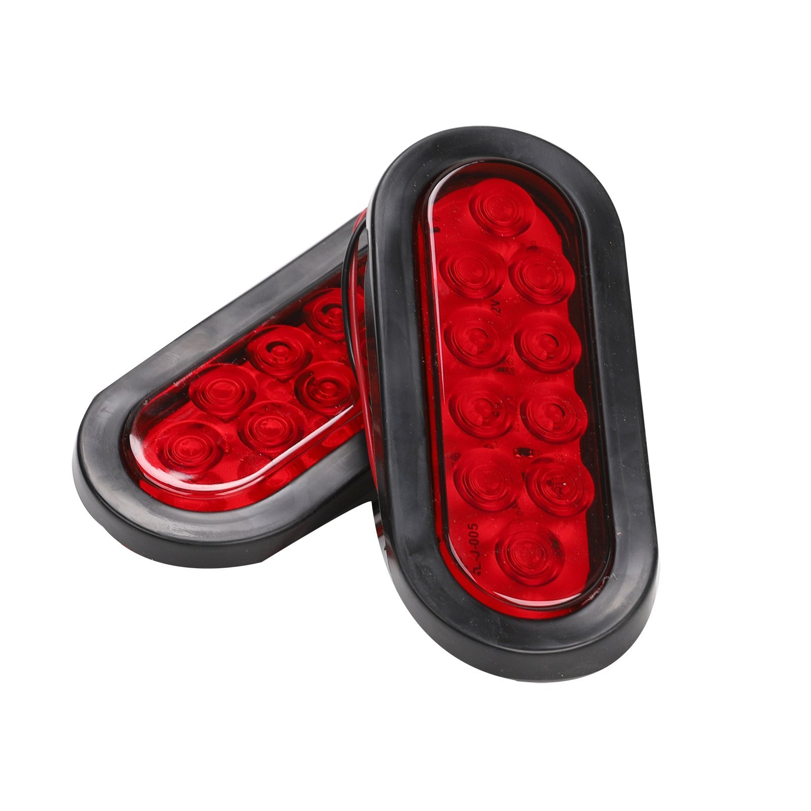 20X Red 6″ Oval Trailer Lights 10 LED Stop Turn Tail Truck Sealed w/Grommet Plug