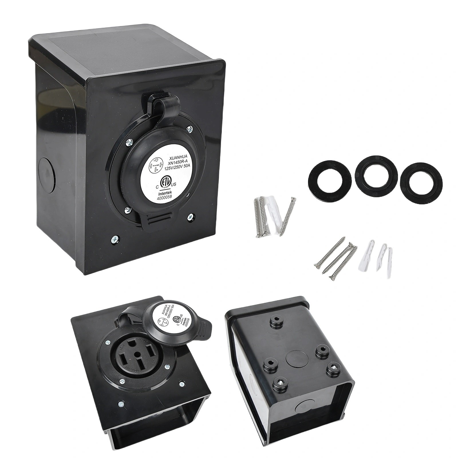 50Amp NEMA 14-50R Outdoor RV Electrical Outlet Box Complete Installation Kit