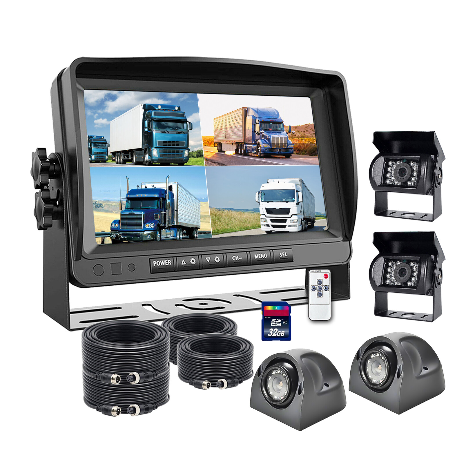 7/9″ Split Monitor DVR 1080P Backup Camera Truck Camper Reversing System kit