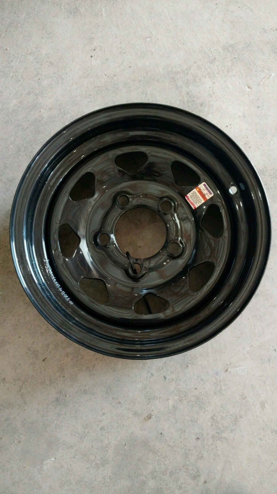 15″ x 6″, 5 LUG STEEL TRAILER WHEEL BLACK 5 ON 4.5″ – TRIANGLE