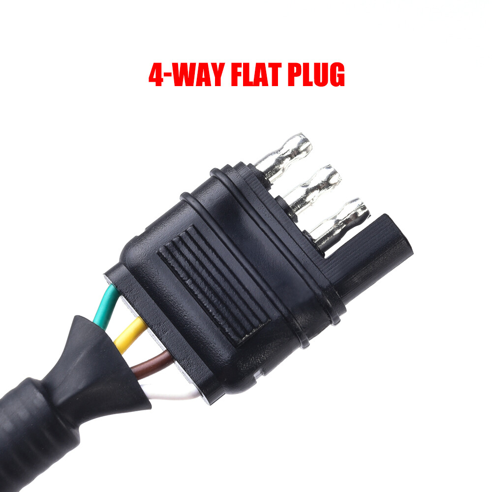 MICTUNING Flat 4 Way to 7 Pin Round Blade Trailer Adapter Wiring Plug Connector
