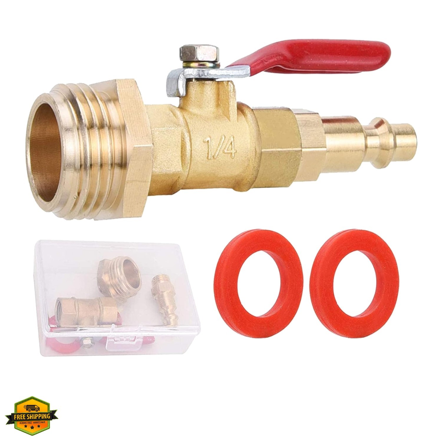 RV Winterize Blowout Adapter Kit – 1/4″ Male Quick Connect Plug and 3/4″ Male…