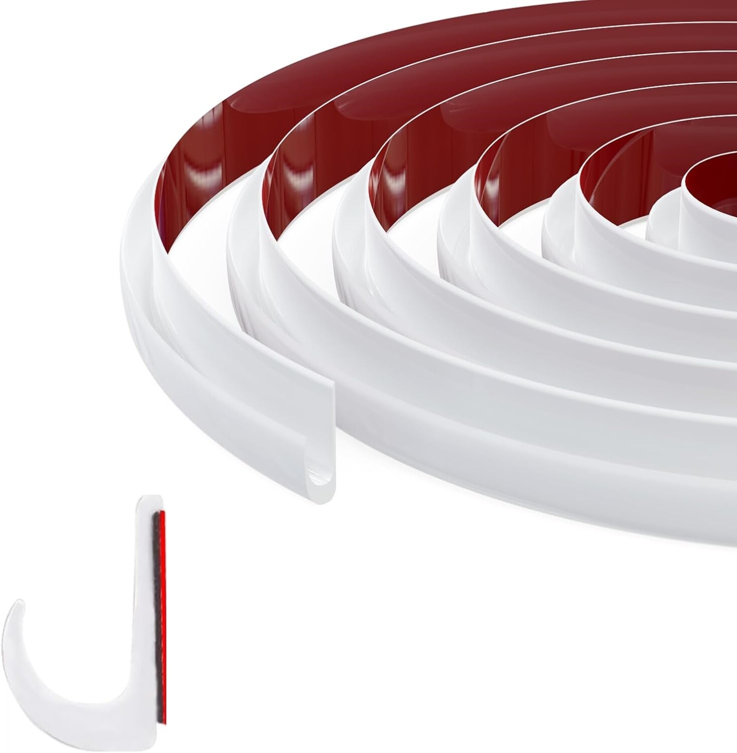 16FT J Shape For RV Boat Rain Gutter Trim Flexible PVC with Adhesive Tape