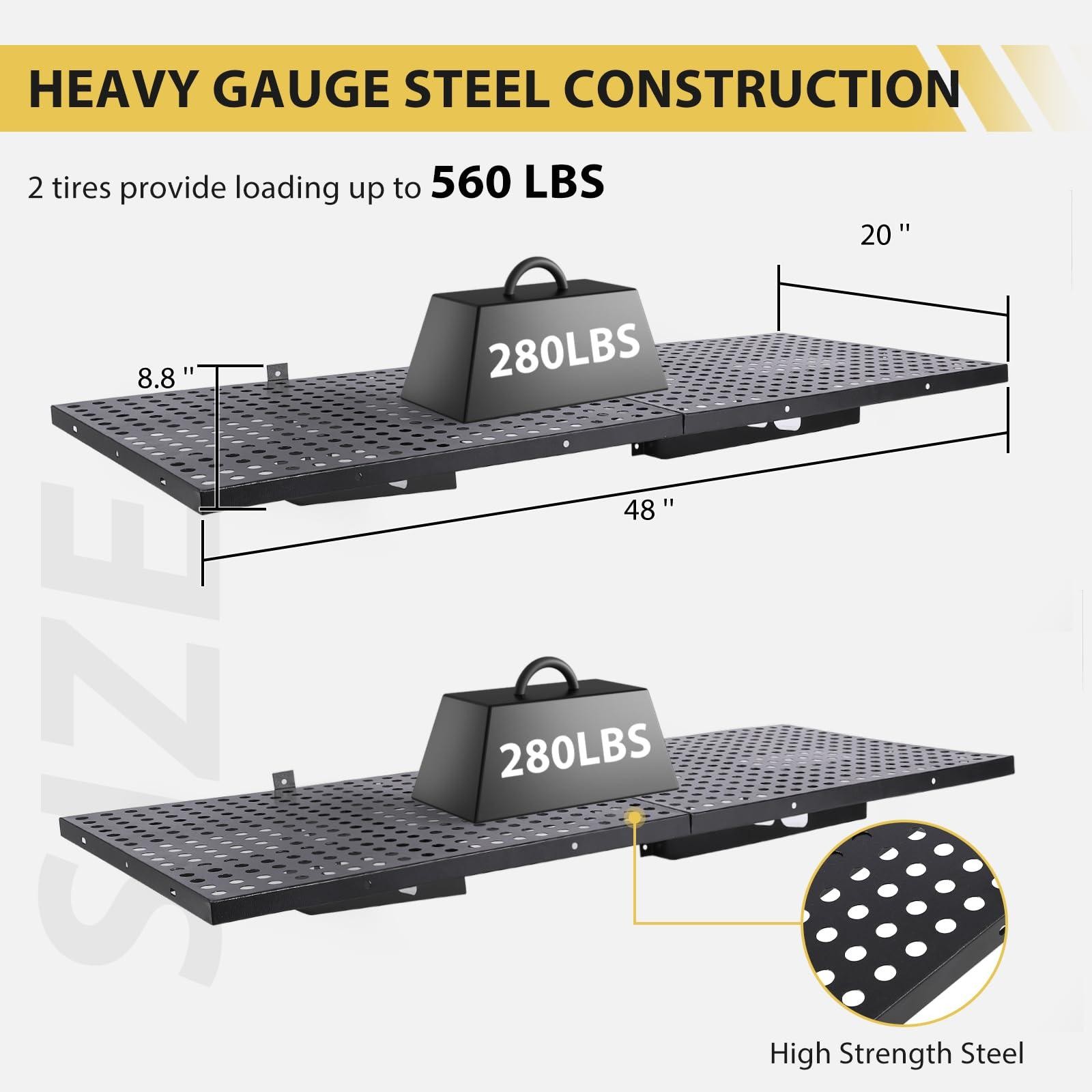2-Pack 1x6ft Heavy Duty Steel Wall Shelves 600Lbs Adjustable for Garage Kitchen