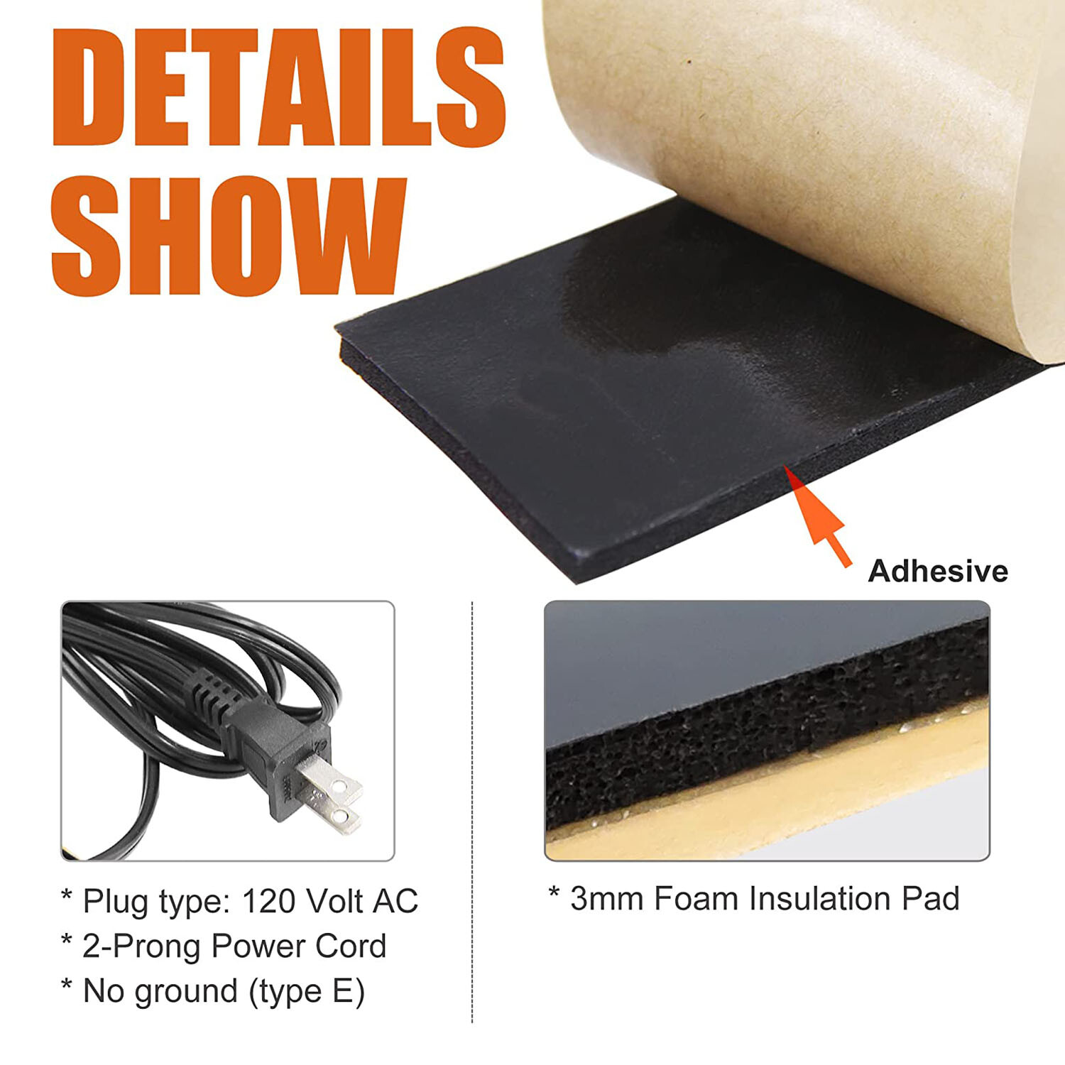 Facon 8″ x 25″ 120 Volts AC Water Tank Heater Pad with Automatic Thermostat