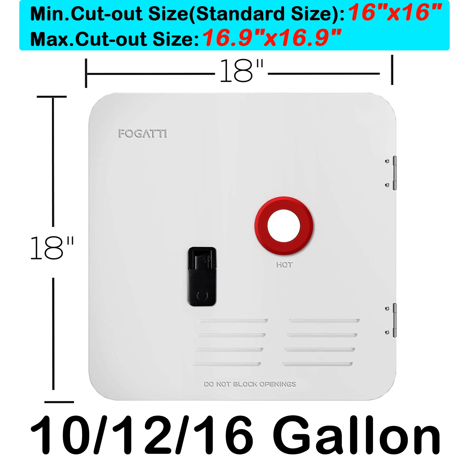 RV Water Heater 18×18 Inch White Door for All 10/12/16 Gallon RV