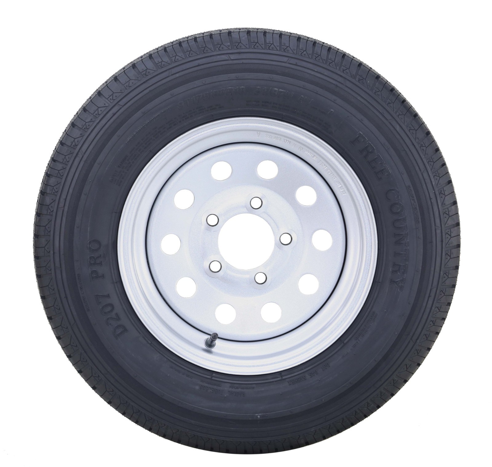 FC Trailer Tire Assembly ST175/80R13 6-Ply Silver Mod Rim 5 Lug on 4.5″