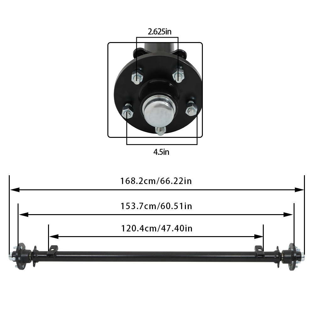 Trailer Axle 3500lbs 5lug Trailer, Cargo, Dump Utility Axle & U-Bolt Kit