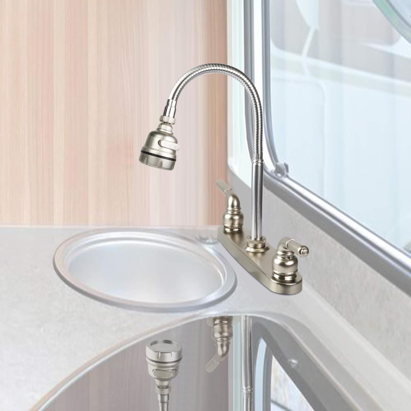 RV Kitchen Faucet,Camper Faucet Replacement Sink Brushed Nickel