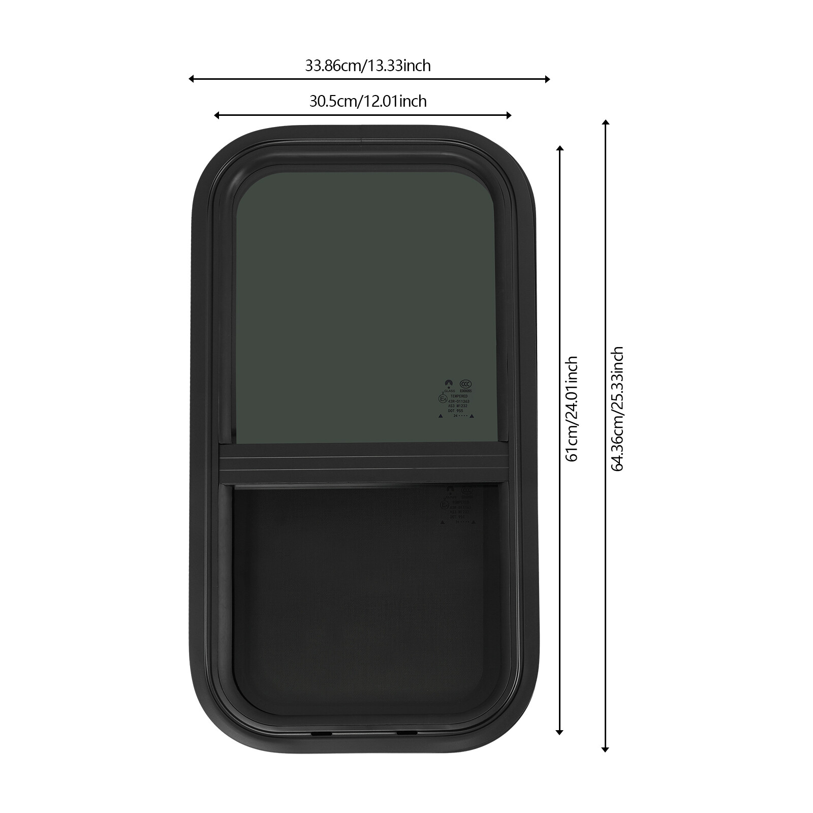 12*24inch RV Window, 2 PCS RV Windows, RV Vertical Slide Window High Privacy