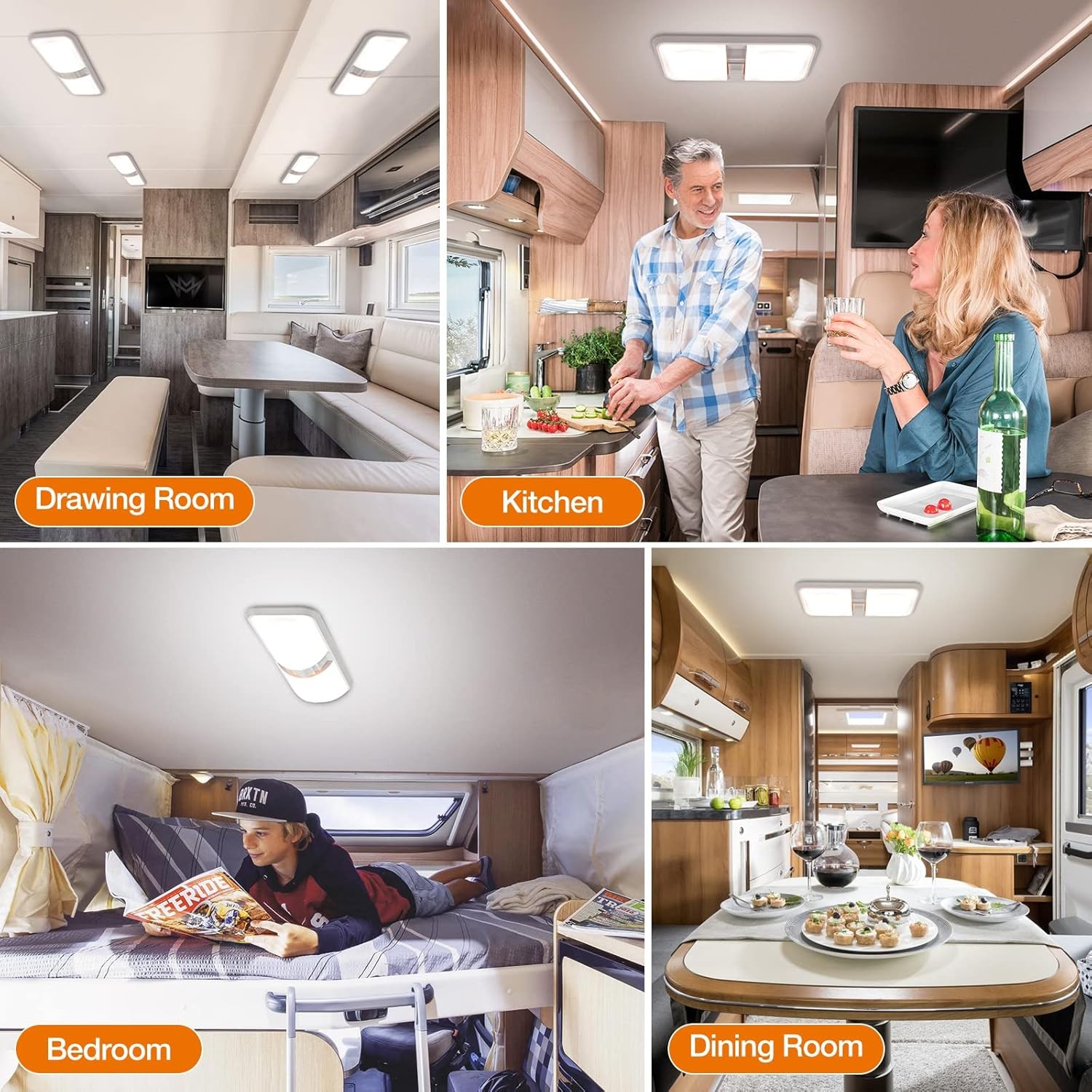 RV LED Interior Lighting 12V Bulbs (Natural White Light, 4000K-4500K, 5-Pack).
