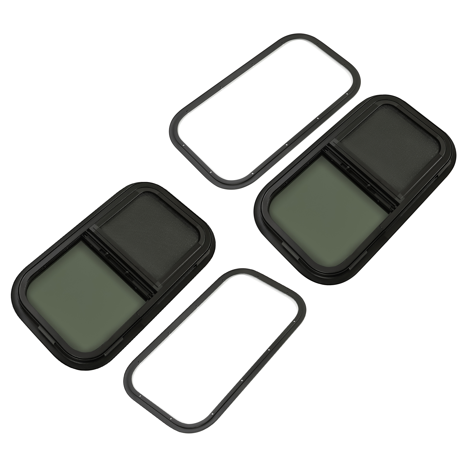 2 Pack 12 x 22 Wall Vertical RV Window Cargo Trailer W/ Screen & Trim Ring
