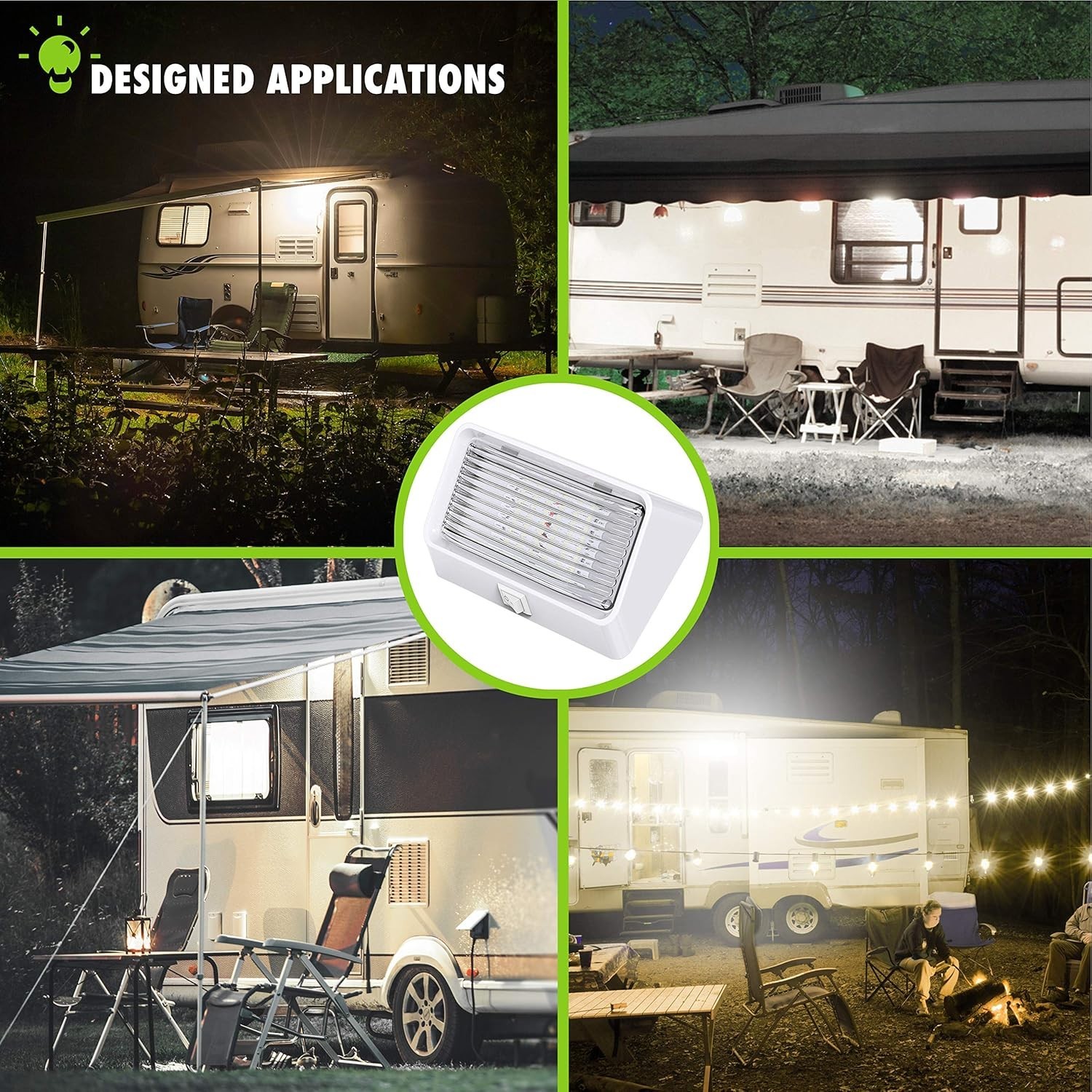 300 Lumen LED RV Porch Light with Switch – Waterproof & Durable 12v Lighting