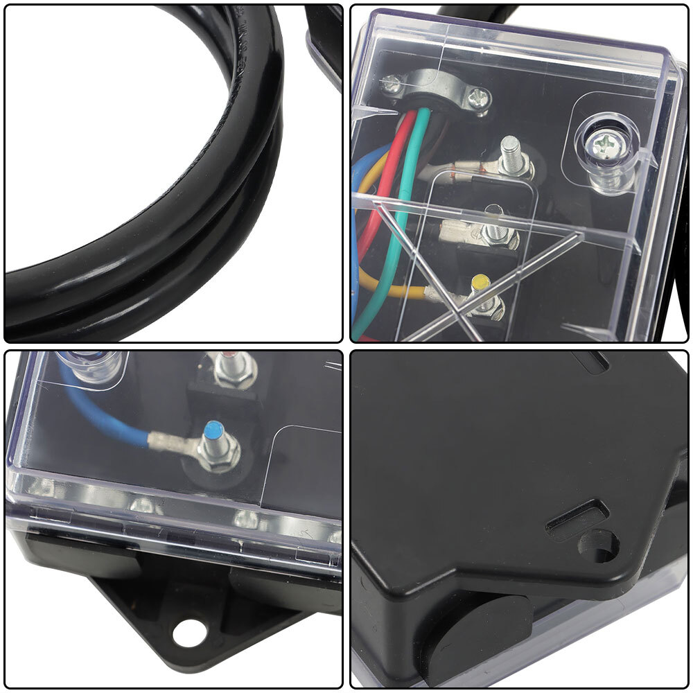 RV Trailer 6Feet 7 Way Trailer Cable with 7 Pin Plug and 7 Gang Junction Box
