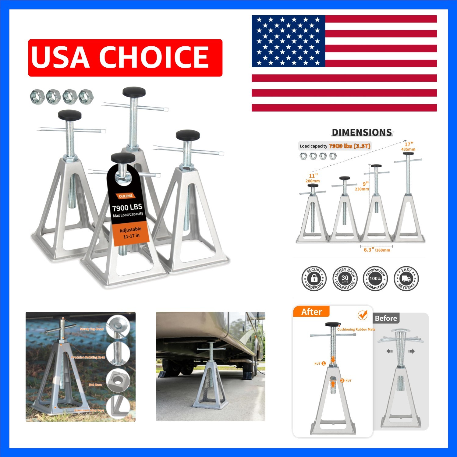 RV Stabilizer Jacks, 7900 lbs Capacity, Stack Jack Stands for RV Camper Trave…