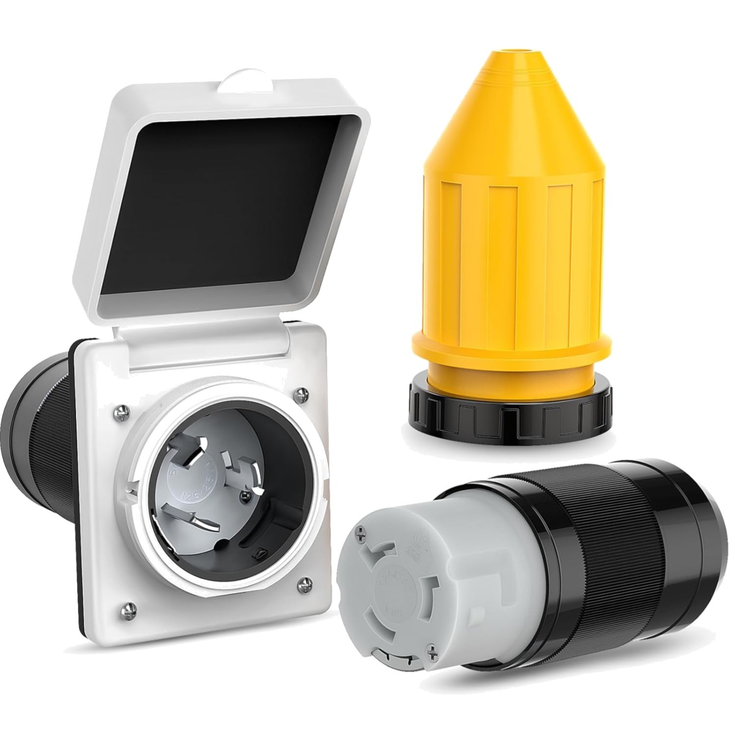 50AMP RV Power Inlet Outlet Shore Kit w/Boot Cord Protector Listed 125/250V …