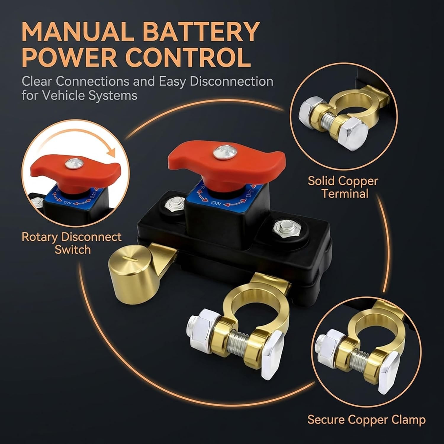 2× Universal Battery Disconnect Switch 12V / 24V Cut Off Isolator for Cars RV US