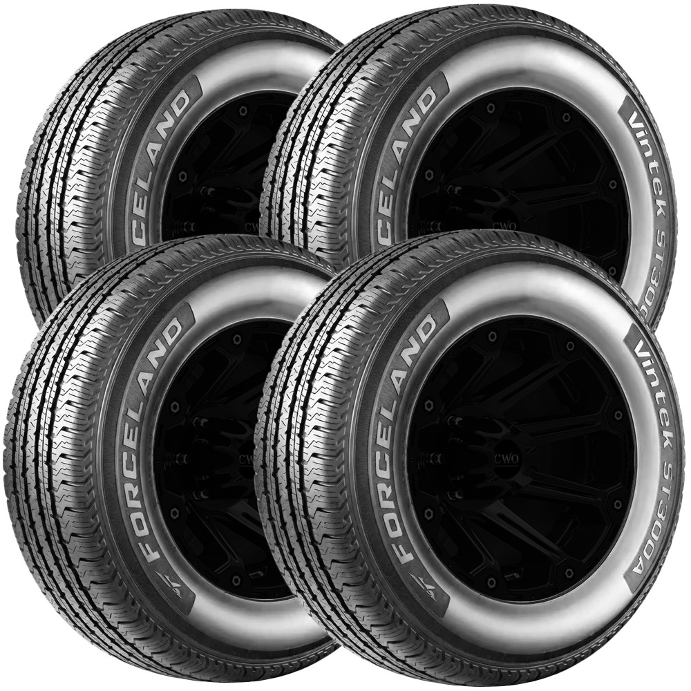 (QTY 4) ST225/75R15 Forceland Vintek ST300A 117/112M LRE Black Wall Tires