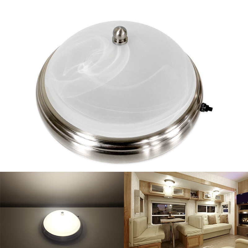 RV Light 12V LED Glass Ceiling Light Caravan Camper Boat Interior Décor Lamp