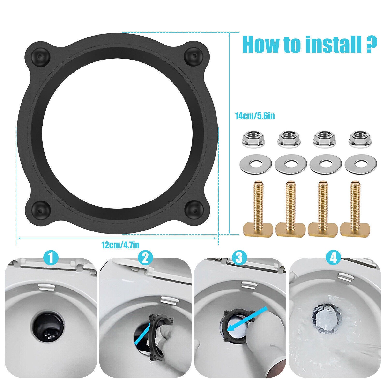 RV Toilet Floor Flange Seal Kit for VacuFlush 606 647 Dometic Sealand 506+ 510+