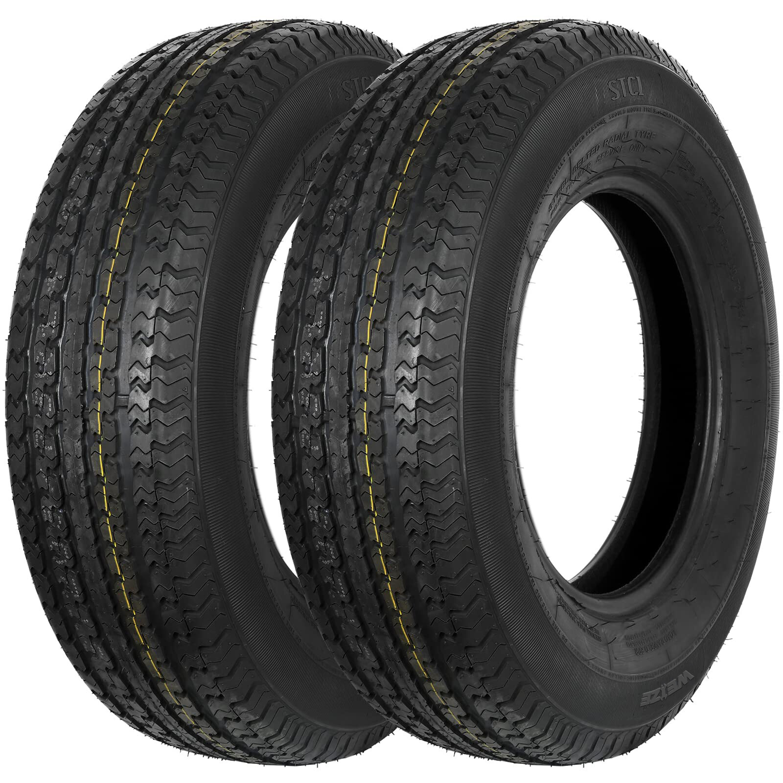 Set of 2 Radial Trailer Tire ST205/75R14 8 Ply, 205 75 14 Load Range D LRD