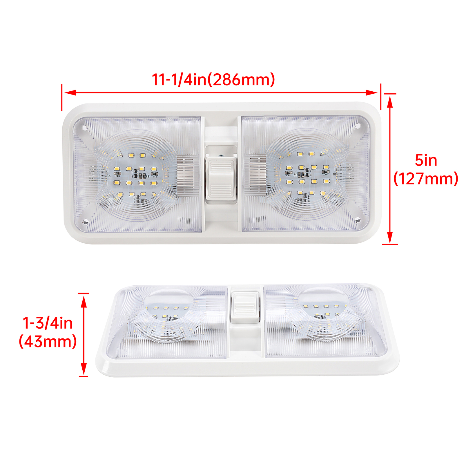 For RV Boat Camper Trailer Double Dome Light 5PCS 12V Interior LED Ceiling Light